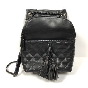 Mini Black Backpack w/ tassels and chain
